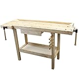 ワークベンチ 木工作業台 天板幅約1367mm 天板奥行約500mm 耐荷重約100kg DIY バイス2基 木製作業台 工作台 作業台 日曜大工 ガレージ 引き出し 収納 棚 万能作業台 工作作業台