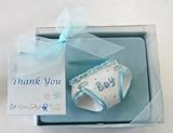 Lunaura Baby Keepsake - Set of 12 Boy Diaper With Thank You Card Favors - Blue by Lunaura