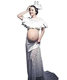 マタニティ フォト ドレス 可愛いレース衣装 写真 撮影 妊娠中の姿を記念に 3点セット (B)