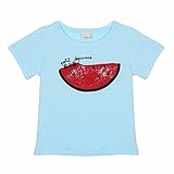 powerya　子供服　tシャツ　男女共用　ガールズ　ボーイズ　スイカ　丸ネック　綿　３色選択　半袖　可愛い　2－7才 (120, ピンク　)