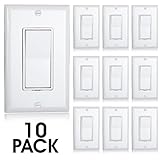 Maxxima 3 Way Decorative Wall Switch On/Off White, Wall Plates Included (Pack of 10) [並行輸入品]