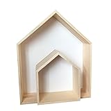 Samber Lovely木製house-shaped壁ストレージシェルフ子供の部屋のストレージラック壁マウントフローティングシェルフストレージボックスキッズ部屋ウォールシェルフ表示Hanging S