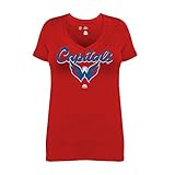 NHL Washington Capitals半袖VネックTシャツ、1 x、レッド