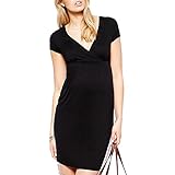 Zhhlinyuan マタニティ Dress V neck Fashion Cool Black Dress Pregnant Women Clothes