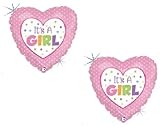 loonballoon It 's A Girlベビーシャワーピンクドット柄Hearts ( 2 ) 18 "ドット柄ポリエステル・フィルムバルーン