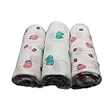 Setaria Viridis　モスリンコットン ベビー おくるみ 夏用ベビーブランケット 入浴用　ベビーバスタオル　柔らかく ガーゼ　毛布　出産祝い プレゼント　3枚セット　