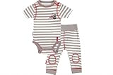 Kushies Organic Baby Boys 'ブルーバナナDash半袖ボディスーツ/パンツセット カラー: グレー