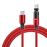 XYZA USB C Type C to Type C ケーブル 180度 回転 スイング(ゲーミング ケーブル レッド) PD対応 60W 3A急速充電 高耐久ナイロン編み iPad mini6 (2021)、MacBook、iPad Pro/Air、Galaxy、Sony、Pixel 等Type-c機種対応 コード長 1.2m