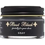 [ブートブラック] 輝きと潤い続く上質ケア シュークリーム しっとりと艶めく コラーゲン配合 グレー 55g