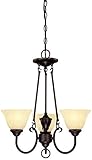 Westinghouse 6222400 Elena Three-Light Interior Chandelier, Dark Bronze Finish with Antique Amber Gl