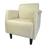 theイス専科　Crear　シングルソファ １人掛け　ボックス型ソファ PVCレザータイプ　W63*D60*H72*SH41 (アイボリー)