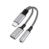 ALLVD【2in1】 Type-c イヤホン 変換 アダプタ タイプc 変換ケーブル USB-C - 3.5 mmヘッドフォンジャックアダプタPD 30W Aux usb-cオーディジャック DAC搭載 電話/音量調節/音楽対応 ナイロン編み type cジャック付きのPad/Pad Pro/Androidなどに適用