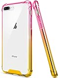 iPhone7 plus ケース iPhone8 plus ケース クリアケース クリア グラデーション スマホケース iPhone 7plus 8plus バンパー 耐衝撃カバー 薄型 Qi充電対応 擦り傷防止 軽量 PC + TPU グラデーションケース 【OKB】 (Pink YellowGold)