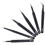 6pcs ESD Anti-Static Stainless Steel Tweezers Set Maintenance Repair Tool Kit [並行輸入品]