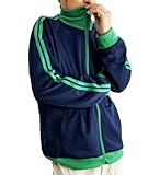 [アーケード] ジャージ メンズ ハイネックデザイン オーバーサイズ ダブルライン トラックジャケット M 6-ネイビー