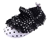 (ビグッド)Bigood 超可愛いベビーファーストシューズベビー靴 リボン水玉 滑め防ぐ靴 部屋履き ソフトソール赤ちゃんシューズブラック13cm