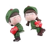 F Fityle 樹脂　カップル　兵士　人モデル　ミニチュア　彫像　DIY　クラフト　ガーデン　装飾　　DIY　造園装飾　グリーン