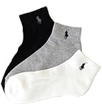 (ポロ ラルフローレン)POLO Ralph Lauren ソックス キッズ (男の子) 3足セット ポニー ブラック×グレー 2-4 [並行輸入品]