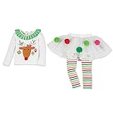 サクララ(Sakulala) ベビー服 上下セット クリスマス Tシャツ 長袖 レギンス キュロット キッズ セットアップ 女の子 チュチュスカート 姊妹装 /プレゼント/運動会/旅行/記念日
