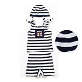 キッズ水着 　リトカ　日本製　RI-1 キャップ付き　3点セット 子供 スイミング スイムウェア ベビー ジュニア　 RITOCA (ボーダー×ネイビー)