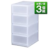 《3個セット》 収納ケース PLUST(プラスト)FR3404 4段 幅34×奥行45×高さ75.5cm (NW) ナチュラルホワイト