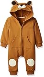 AIKEE 子供服 ベビー クマ 着ぐるみ カバーオール 赤ちゃん 長袖 ロンパース 春新品 前開き 裏起毛 オールインワン かわいい キッズ ボディースーツ BEAR BROWN 73