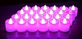 Asentech 24個セット Ledキャンドル 電池式ろうそく デート プロポーズ用キャンドル (乾電池を除く) (ピンク)