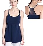授乳タンクトップ　前開きインナー 授乳口付き　産前産後対応授乳シャツ (XL, 紺)