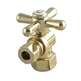 LDR 537 5101QTXPB Low Lead Cross Handle Quarter Turn Shut Off Angle Valve 3/8-Inch Compression x 1/2