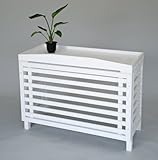 エアコン室外機カバー匠・よこ格子・縦ポイント（色：ホワイト）ヒバ材・木製【大型対応】