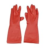 uxcell クリーンラテックス手袋　手袋　家庭用品　ユニセックス　ラテックス製　レッド　ペア入