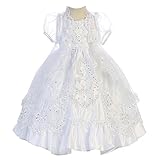 Angels Garment Baby Girlsホワイトサテンオーガンジーオーバーレイ洗礼ガウン6 – 24 m カラー: ホワイト