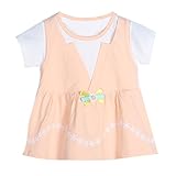 Domybest子供服 ドレス 可愛い ワンピース カジュアル 半袖 ショットドレス 女の子フォーマル キッズ ベビー 普段着 通園 通学 (120(5-6歳), 肌色)