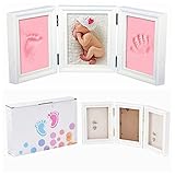 赤ちゃんの手形やフットプリント品質ウッド記念品フレームキットのためのキットデラックス鋳造プレシャスベイビー (ホワイトフレームオフ)