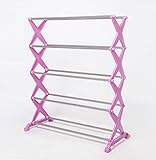 超 軽量 約650グラム 玄関 下駄箱 省スペース シューズ ラック 棚5段 タイプ 本体サイズ: 幅57 × 奥行25 × 高さ64cm (パープル)