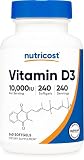 Nutricost ビタミンD3 10000 IU 240ソフトカプセル Non-GMO グルテンフリー