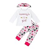 杜屋トヤ　新生児服　ルームウェア　上下セット　英字　プリント　長袖Ｔシャツ　パンツ　ヘッドスカーフ　かわいい　洋式　秋　冬　カジュアル　遊び　お出かけ　プレゼント　女の子　赤ちゃん　70/80/90/