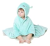 【ベビー】動物着ぐるみ風ポンチョ　毛布　１００ｃｍ　水色のくま