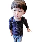 (ポルトプエルト) Porto Puerto 長袖 1カラー Uネック ボタン トップス 男の子 女の子 ベビー [海外直送品] (80㎝, ネイビー)