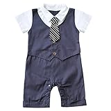 イーエフイーEFEベビーボーイズ蝶ネクタイ付半袖ロンパー×帽子2点セットベビー服　スーツ風切替ロンパース　コットン　オムツ着替便利　2色 (80, 紺色) [並行輸入品]