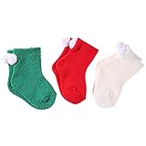 Domybest 3pcs 秋冬 ベビーソックス 子供用ソックス 赤ちゃん 新生児 クリスマス衣装 0-5歳 厚い コーラルベルベット 滑り止め 出産祝い 段着 お出かけ 防寒 通園 通学