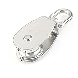 滑車　ステンレス製品 　リフティング、 クレーン用　ローププーリー　 単滑車　　車径32mm　総長95mm　使用ロープΦ15mm　M32　シルバー
