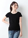 Angeliebe エンジェリーベ マタニティ 授乳口付き Tシャツ 綿混 やわらか フライス 半袖 ラウンドネック 妊婦服 産前 産後 S ～ M ブラック 21756 21756501