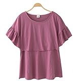 CXYP夏 授乳服 産前 産後 妊婦用 授乳口付 (XXL, レッド)