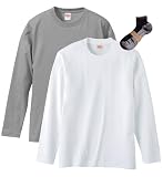 [ユナイテッドアスレ] UnitedAthle 長袖Tシャツ 2枚組 スポーツソックス付 ミックスグレー/ホワイト 2XL
