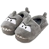 ステファンジョセフ(Stephen Joseph)【さめスリッパ】男の子用グレーシャークフリース室内用スリッパ　medium（約15.9cm）　サメ柄ルームシューズ,【並行輸入】