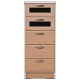 アビライト 大川家具(日本製) 天然木 タワーチェスト 5段 ホワイト EN-0008