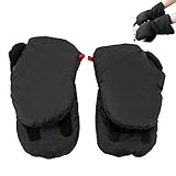 Happyyoo　ベビーカー用 ハンドマフ 手袋 防寒 保温 防水　ふわふわ　冬用　自転車&ベビーカー用　2色選べる (ブラック)