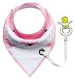 (ラボーグ)La Vogue ベビー ビブ 三角 よだれかけ スナップ スタイ 赤ちゃん 女の子 男の子おしゃぶりホルダー付き キッズ バンダナ かわいい ピンク