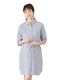 Angeliebe エンジェリーベ マタニティ ワンピース 授乳 しやすい ブロード ストライプ シャツ ワンピ 妊婦服 産前 産後 羽織もの 前開き フリー ネイビー 21926 21926300